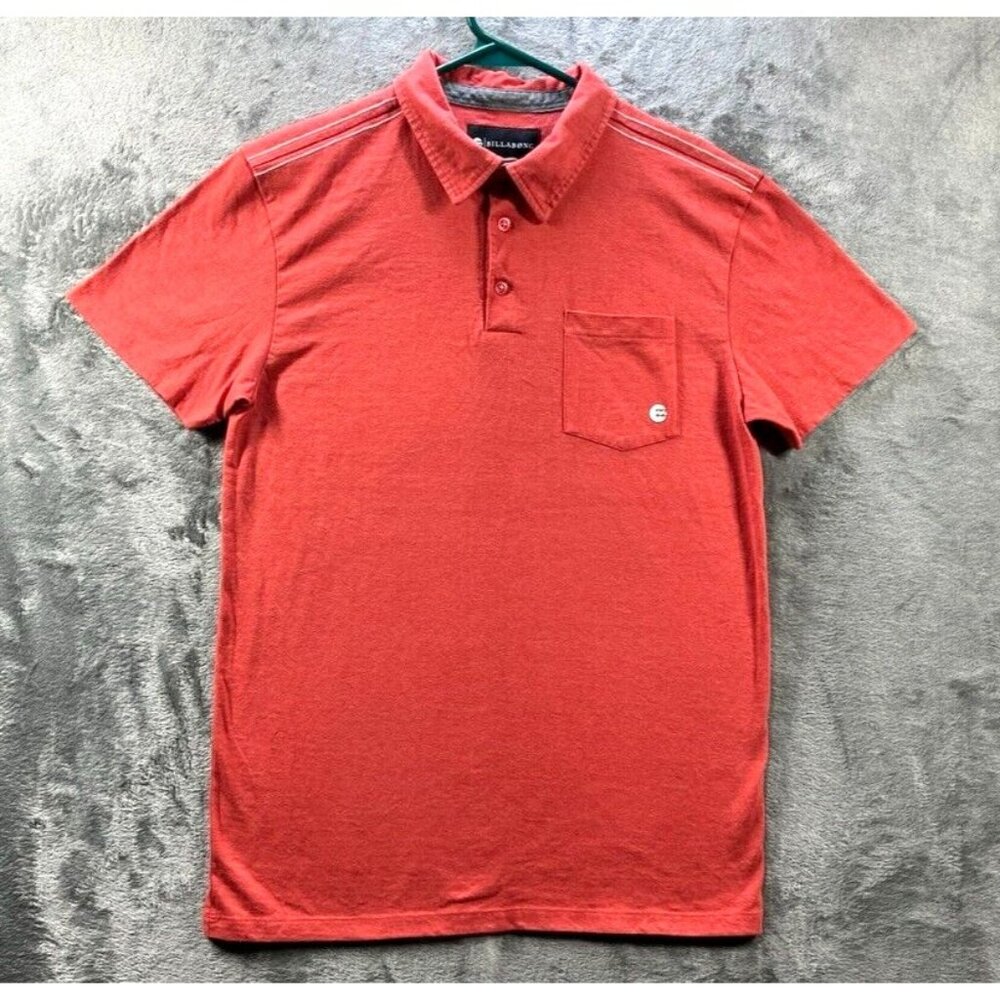 Billabong Polo Shirt Mens Medium Orange Golf Lightweight Performance Stretch